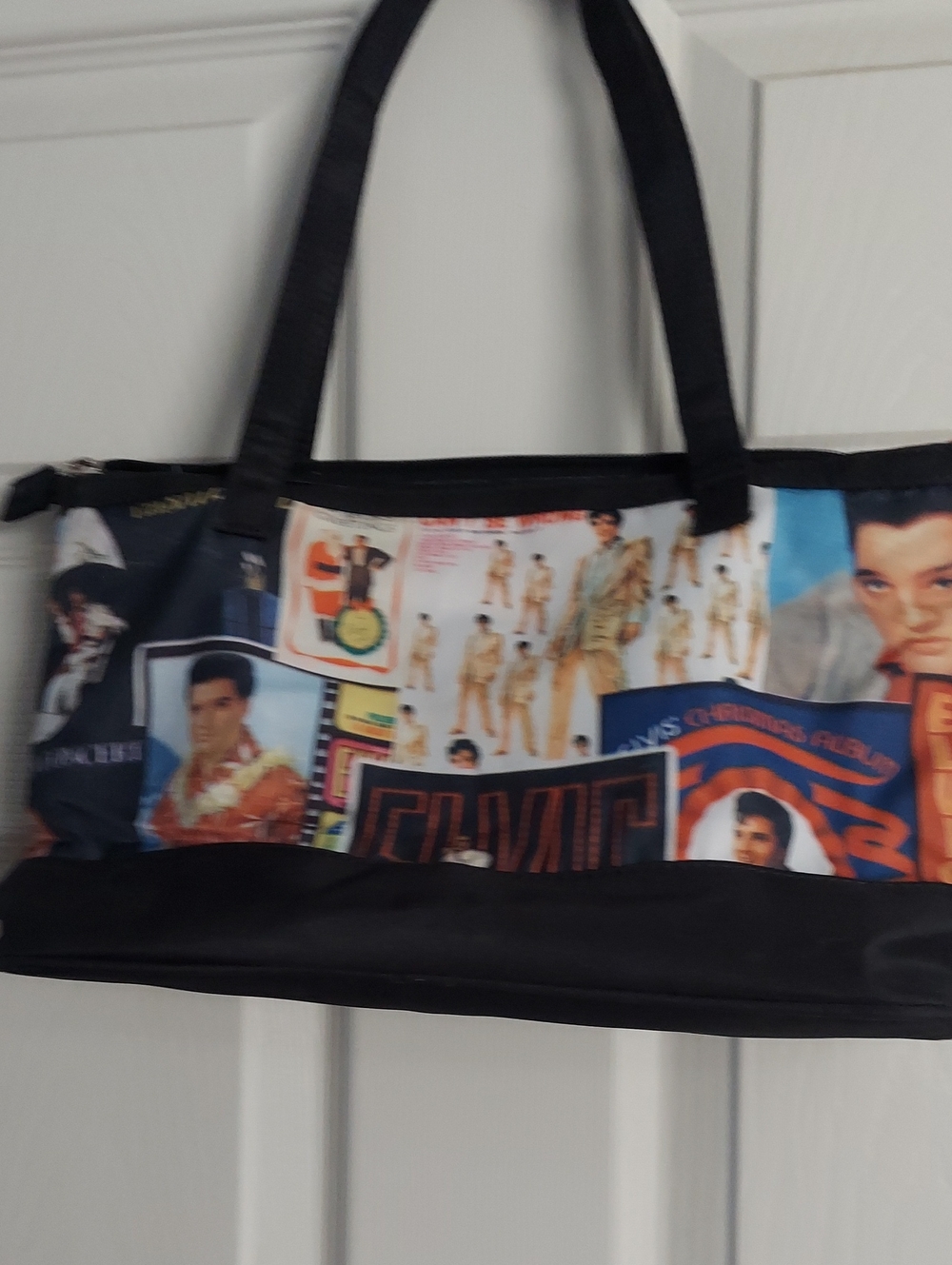 Black Elvis Collage Print Tote Bag